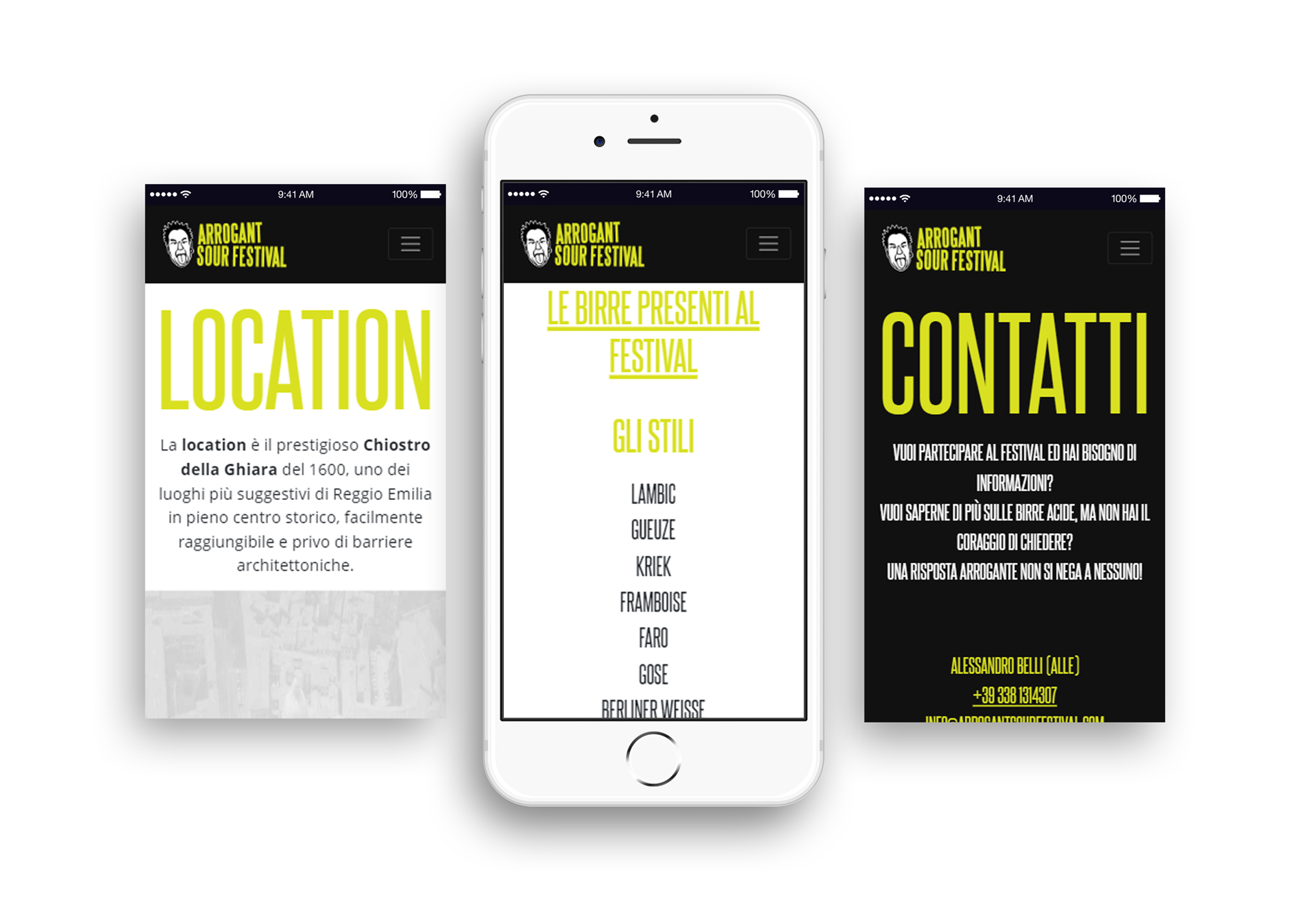 Arrogant Sour Festival mobile website